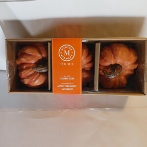 Martha Stewart Home Seasonal Decor Set of 3 Orange Pumpkins New in box